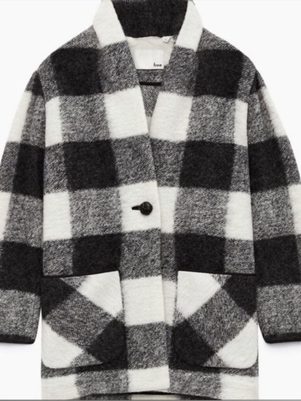 Aritzia Wilfred Free Off-Duty Jacket Size Medium Wool Black White Checkered